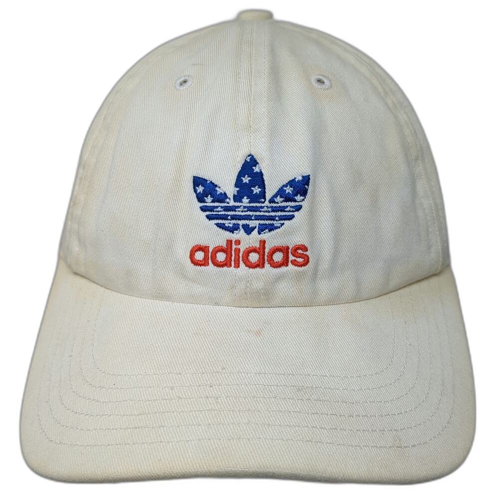 Adidas Baseball Cap Beige One Size Embroidered Trefoil Logo Stars Cotton Hat